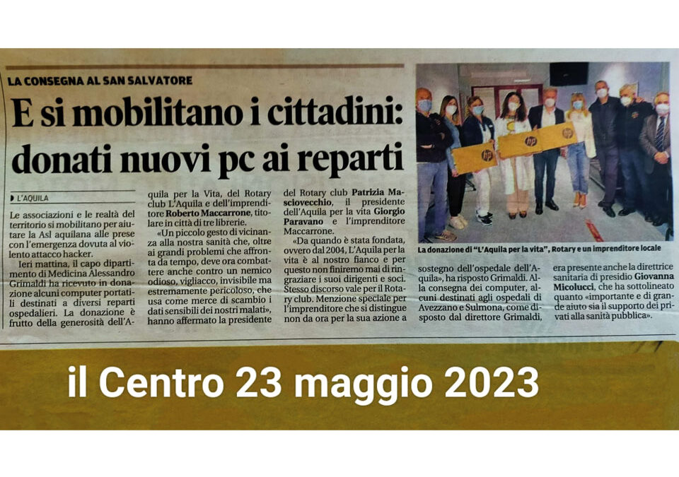 Donazione PC all’ospedale San Salvatore