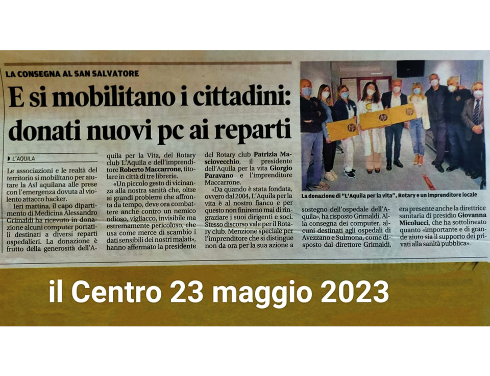Donazione PC all’ospedale San Salvatore