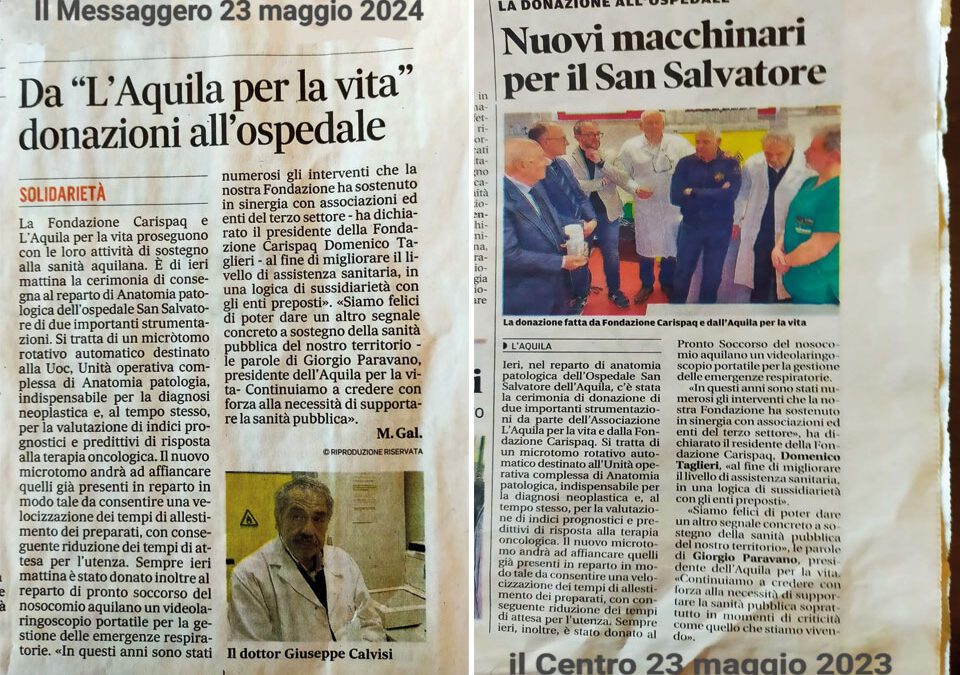 Donazione microtomo rotativo e videolaringoscopio all’ospedale San Salvatore
