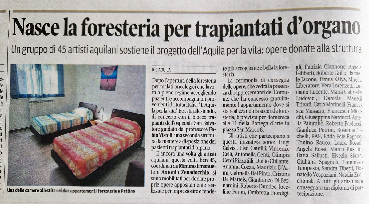45 artisti aquilani donano opere per foresteria