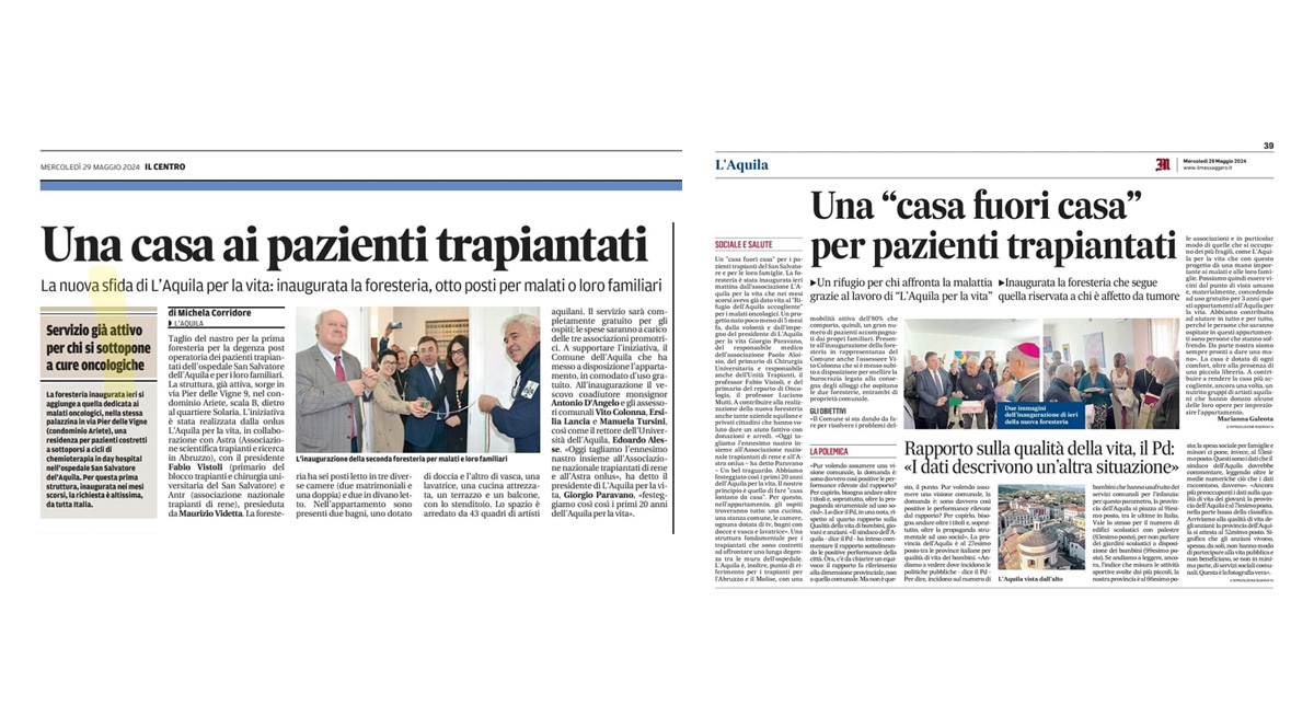 INAUGURAZIONE FORESTERIA PER PAZIENTI TRAPIANTATI