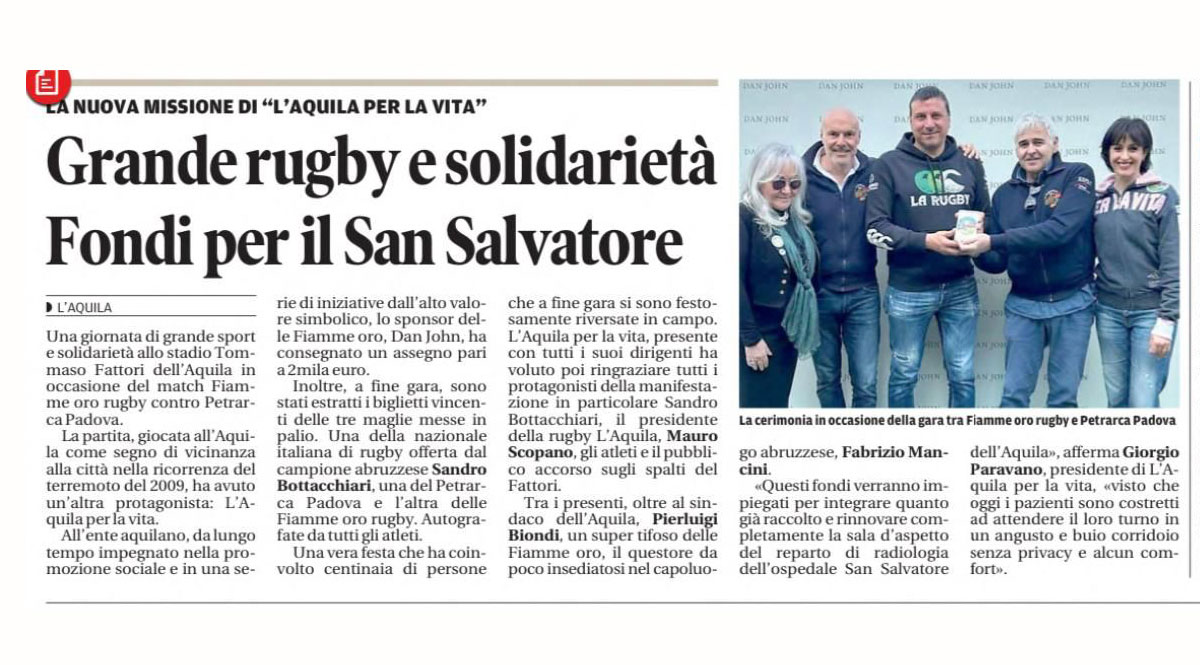Sport e Solidarietà con raccolta fondi per L’Aquila Per La Vita