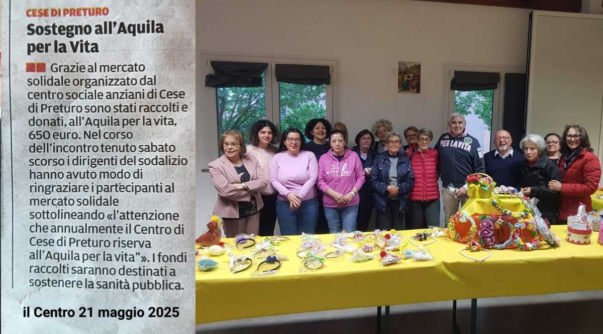 Donazione Centro sociale anziani Cese di Preturo