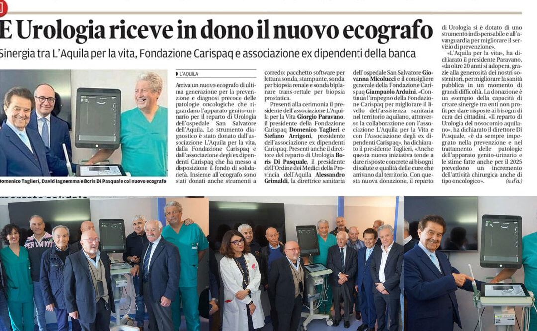 Donazione ecografo reparto urologia L’Aquila
