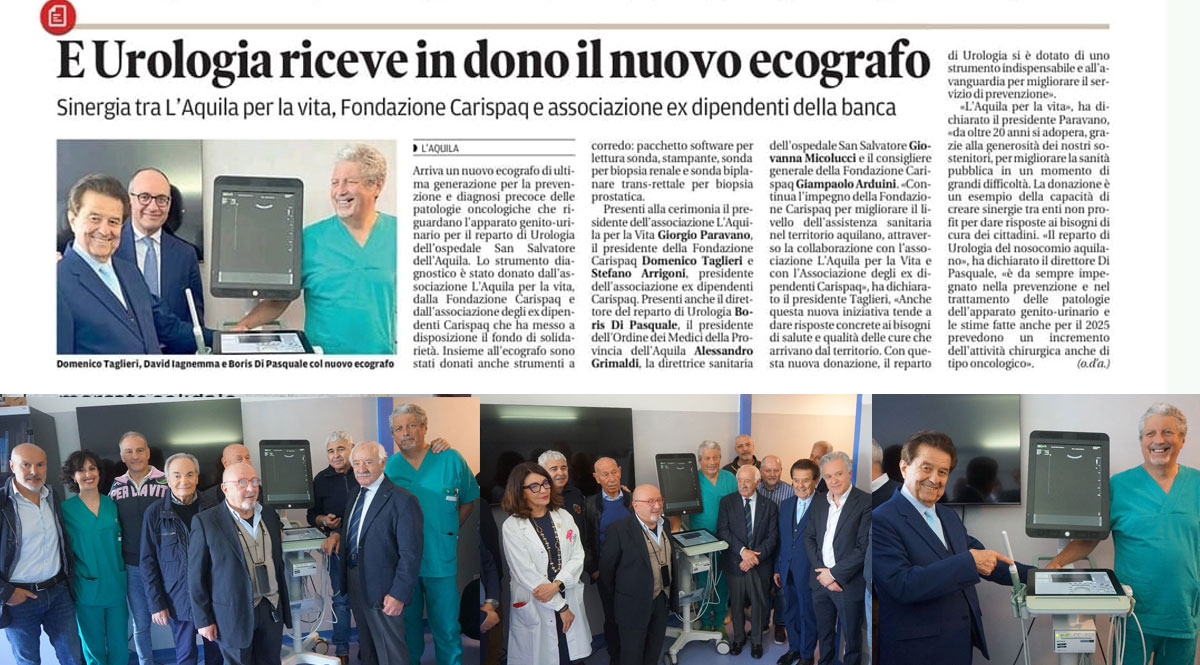 Donazione ecografo reparto urologia L’Aquila